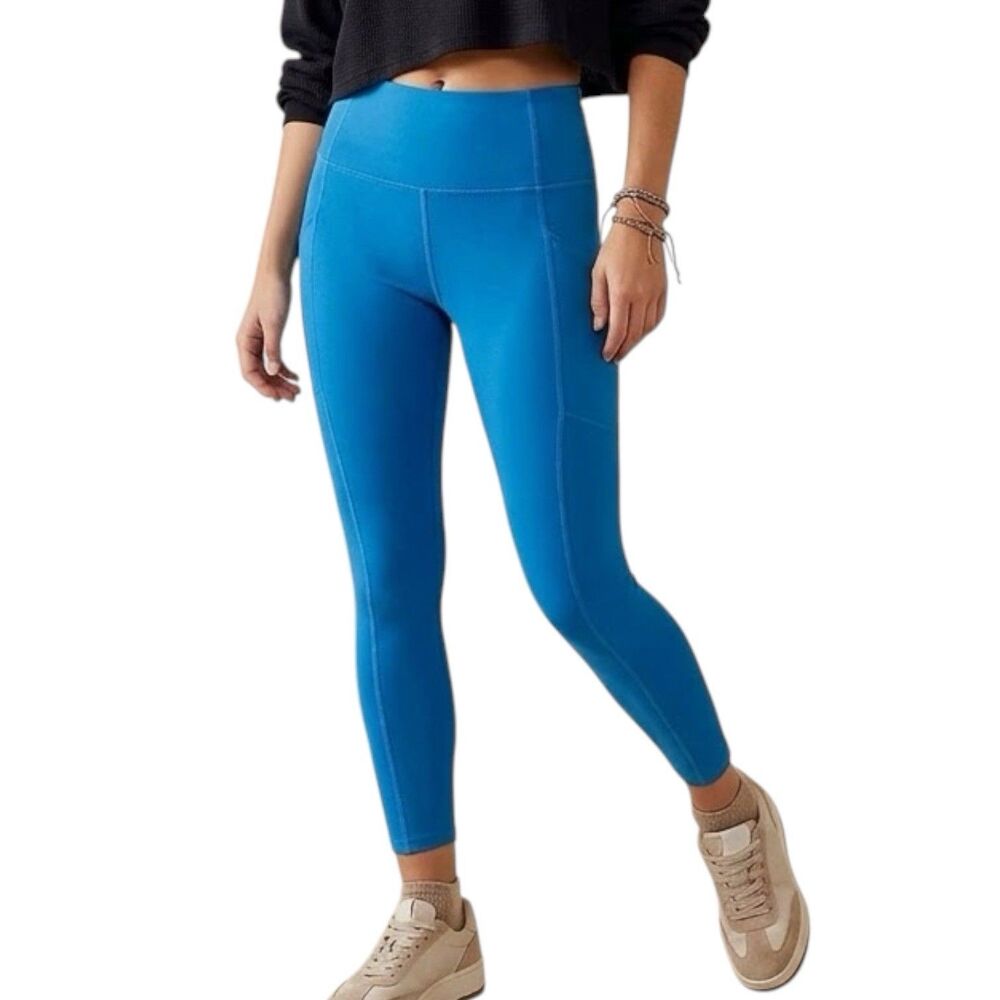 Layer 8 Womens Blue Athletic Leggings Medium Crop High Waist Quick-Dry Yoga Gym